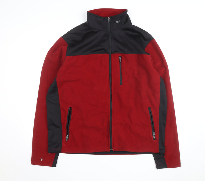 Eddie Bauer Mens Red Black Fleece Full Zip Sweatshirt XL Tall