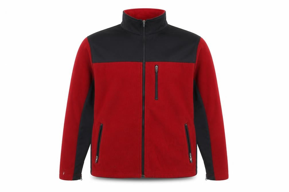 Eddie Bauer Mens Red Black Fleece Full Zip Sweatshirt XL Tall