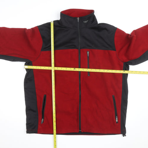 Eddie Bauer Mens Red Black Fleece Full Zip Sweatshirt XL Tall