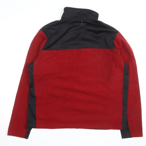 Eddie Bauer Mens Red Black Fleece Full Zip Sweatshirt XL Tall