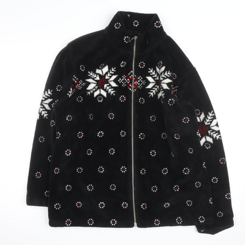 Barrage Men’s Black Snowflake Fleece Jacket L Winter Zip Up