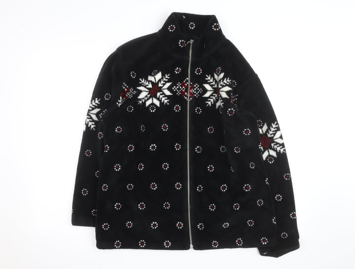 Barrage Men’s Black Snowflake Fleece Jacket L Winter Zip Up