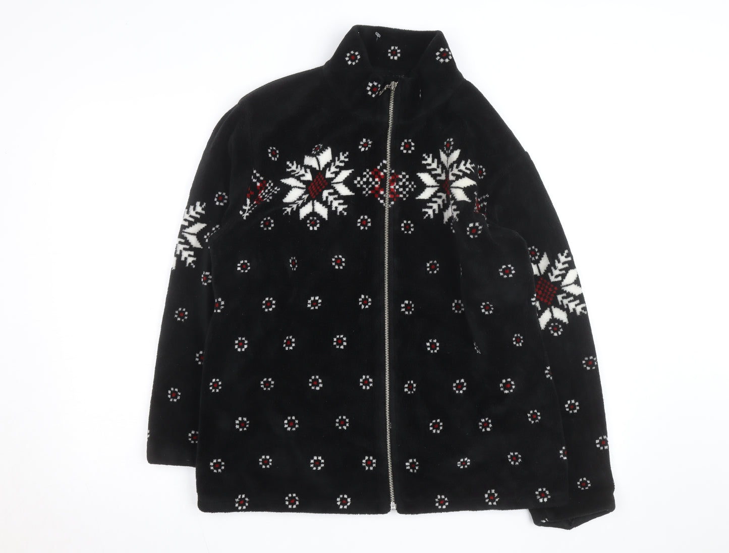 Barrage Men’s Black Snowflake Fleece Jacket L Winter Zip Up