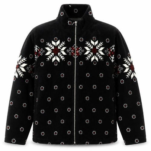 Barrage Men’s Black Snowflake Fleece Jacket L Winter Zip Up