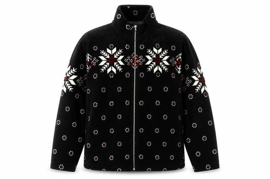 Barrage Men’s Black Snowflake Fleece Jacket L Winter Zip Up