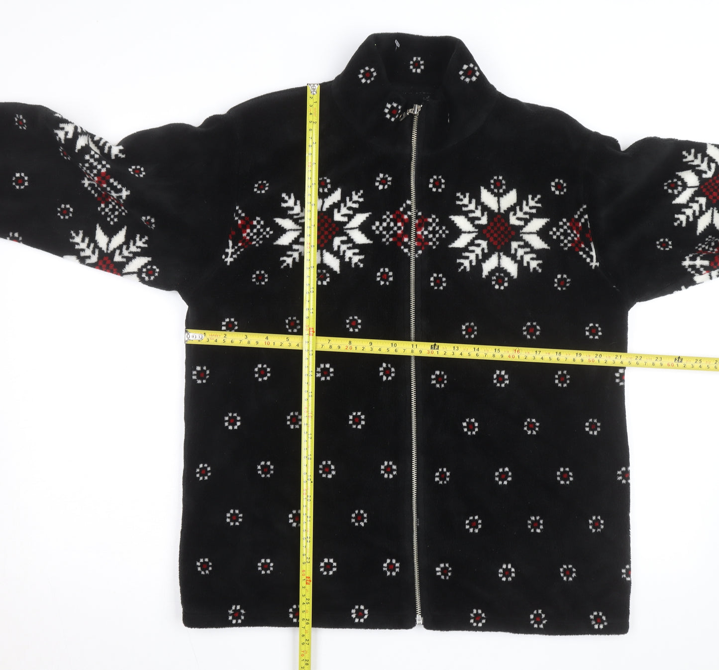 Barrage Men’s Black Snowflake Fleece Jacket L Winter Zip Up