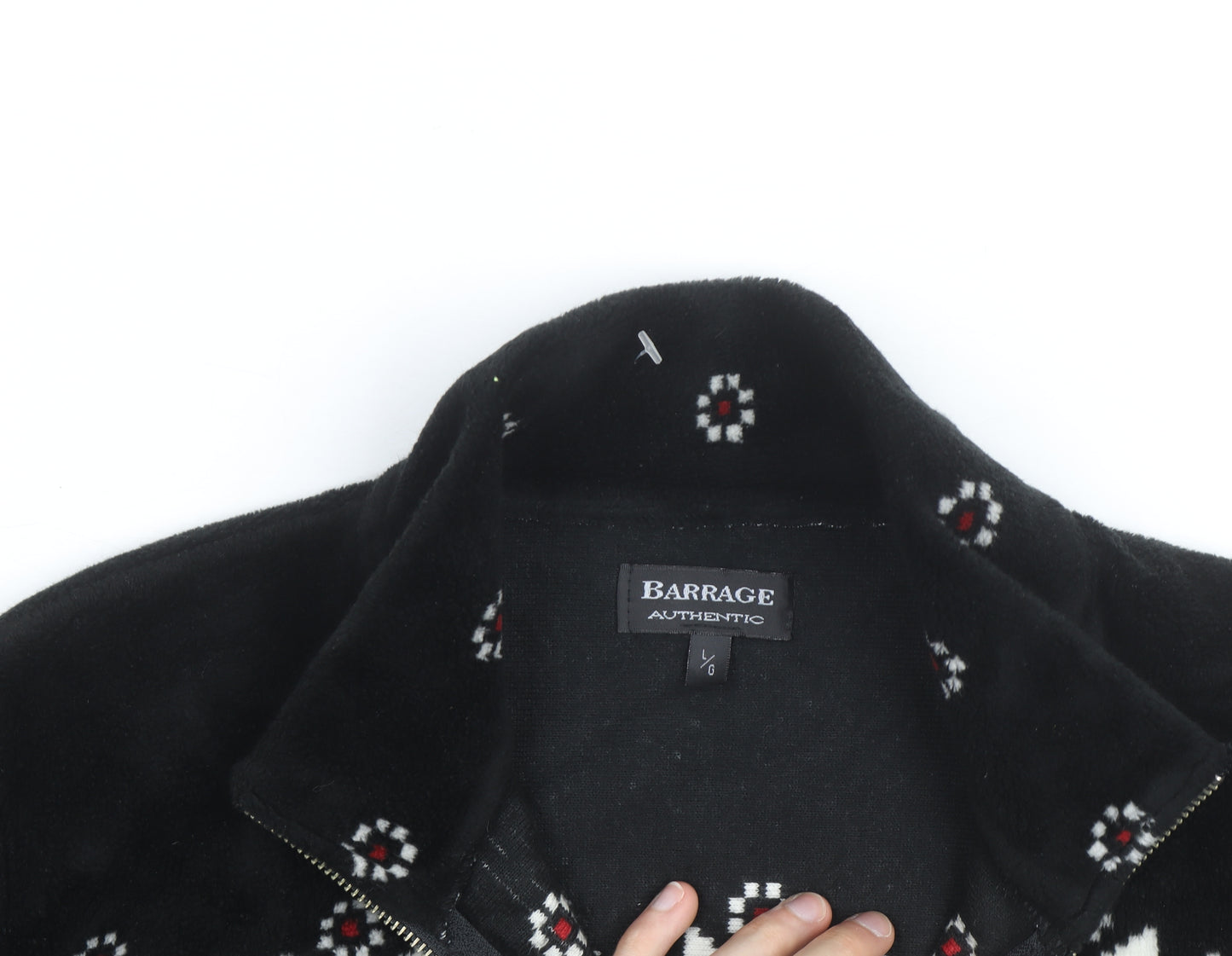 Barrage Men’s Black Snowflake Fleece Jacket L Winter Zip Up