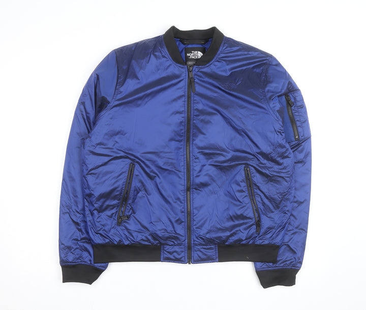 The North Face Womens Blue Bomber Jacket Size L Quilted Zip Up