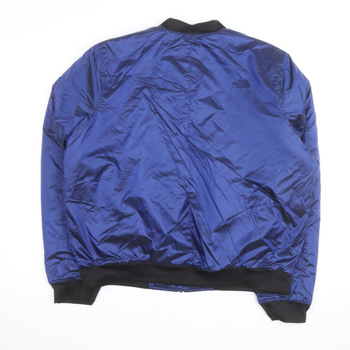 The North Face Womens Blue Bomber Jacket Size L Quilted Zip Up