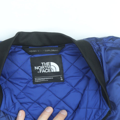 The North Face Womens Blue Bomber Jacket Size L Quilted Zip Up