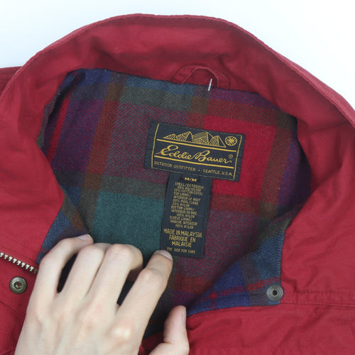 Eddie Bauer Men's Red Parka Jacket Size M Water Resistant Lined