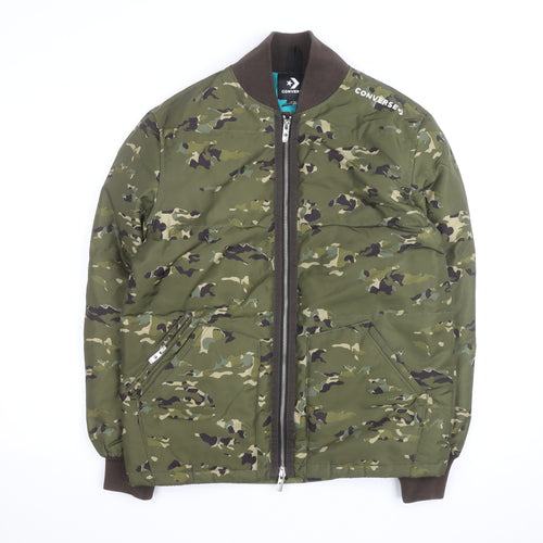 Converse Men's Green Camouflage Bomber Jacket XS Polyester