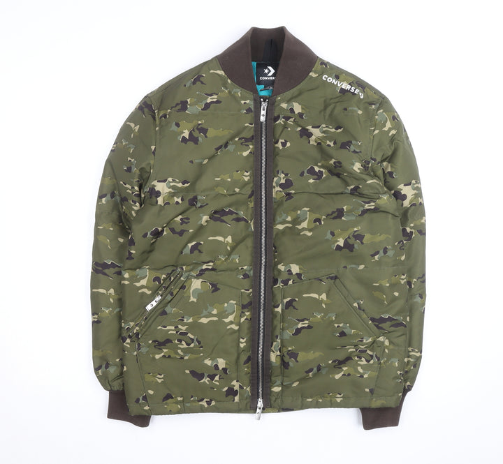 Converse Men's Green Camouflage Bomber Jacket XS Polyester