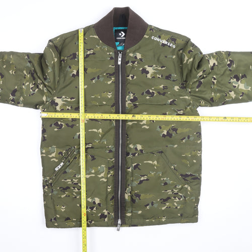 Converse Men's Green Camouflage Bomber Jacket XS Polyester