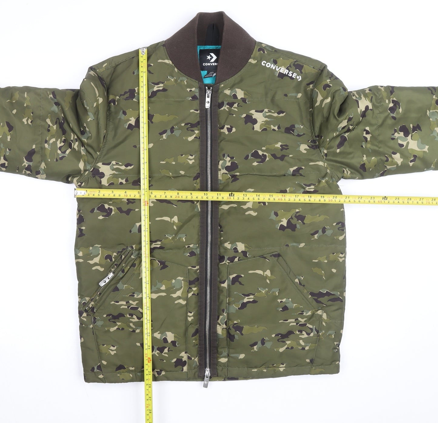 Converse Men's Green Camouflage Bomber Jacket XS Polyester