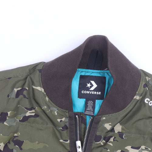 Converse Men's Green Camouflage Bomber Jacket XS Polyester