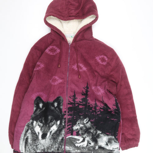 Classic Editions Men's Red Wolf Fleece Full Zip Hoodie L