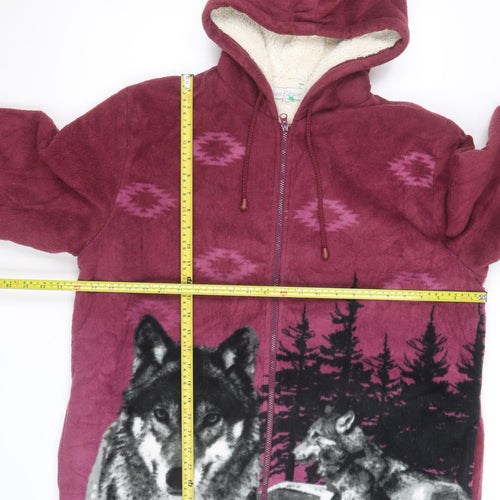Classic Editions Men's Red Wolf Fleece Full Zip Hoodie L