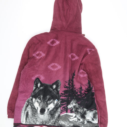 Classic Editions Men's Red Wolf Fleece Full Zip Hoodie L