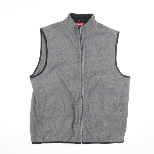 IZOD Mens Grey Fleece Bodywarmer Waistcoat L Zip Up Lightweight