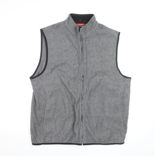 IZOD Mens Grey Fleece Bodywarmer Waistcoat L Zip Up Lightweight