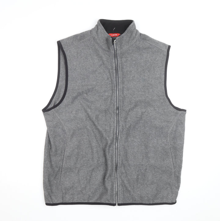 IZOD Mens Grey Fleece Bodywarmer Waistcoat L Zip Up Lightweight