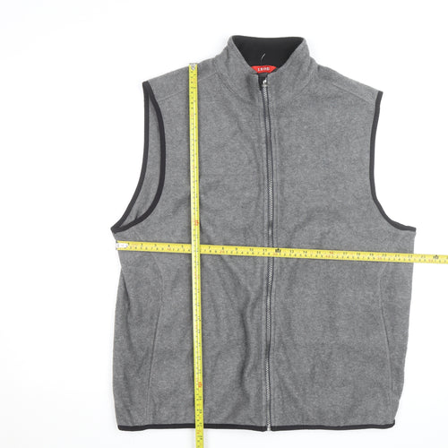 IZOD Mens Grey Fleece Bodywarmer Waistcoat L Zip Up Lightweight