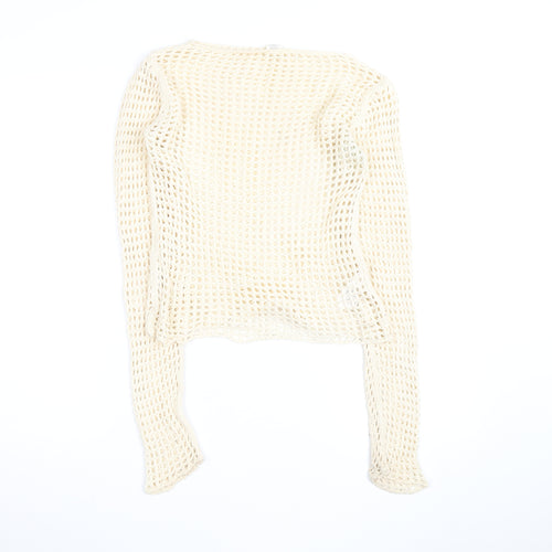 Urban Outfitters Women Ivory Open-Knit Crochet Jumper Size S
