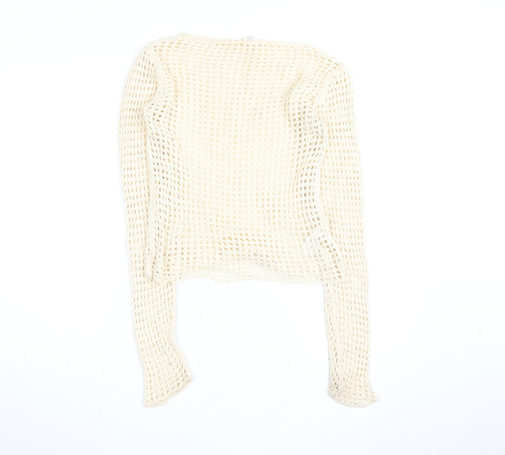 Urban Outfitters Women Ivory Open-Knit Crochet Jumper Size S