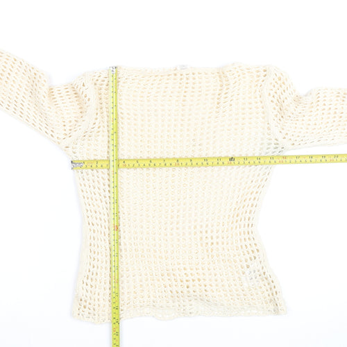 Urban Outfitters Women Ivory Open-Knit Crochet Jumper Size S