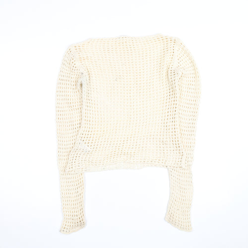 Urban Outfitters Women Ivory Open-Knit Crochet Jumper Size S