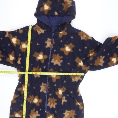 Badge Women Blue Fleece Reversible Hooded Jacket Size 16