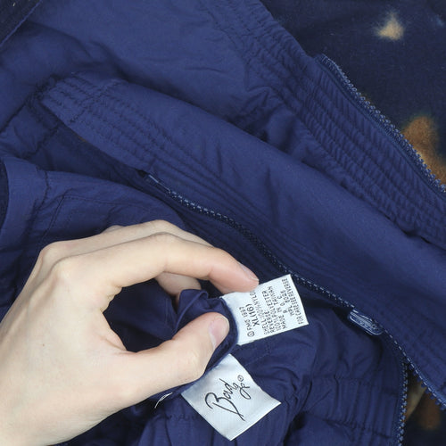 Badge Women Blue Fleece Reversible Hooded Jacket Size 16