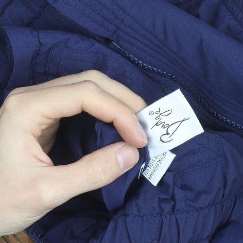 Badge Women Blue Fleece Reversible Hooded Jacket Size 16
