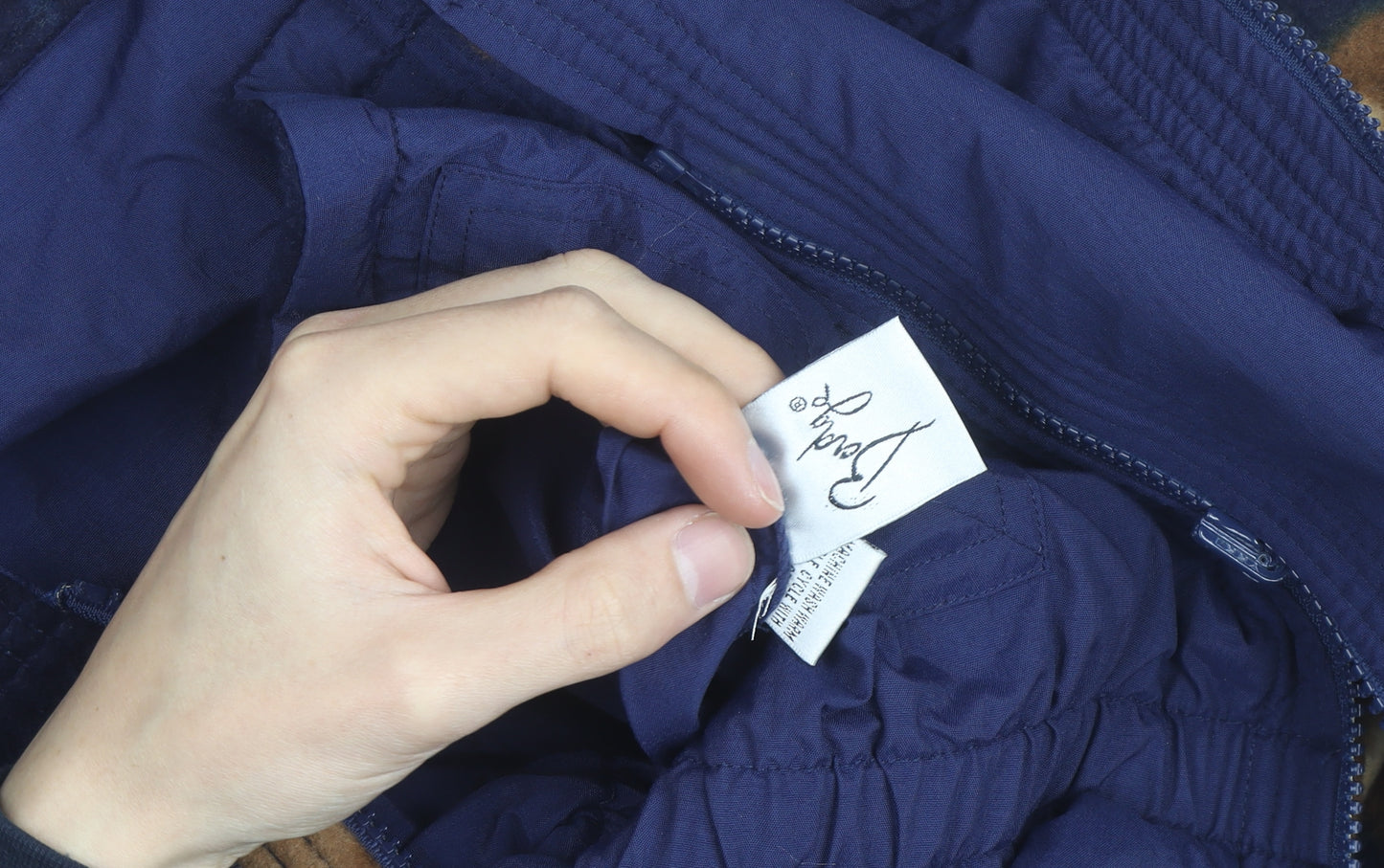 Badge Women Blue Fleece Reversible Hooded Jacket Size 16