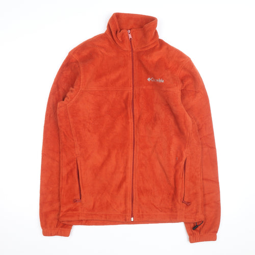 Columbia Men's Orange Fleece Full Zip Jacket Size M Outdoor Hiking