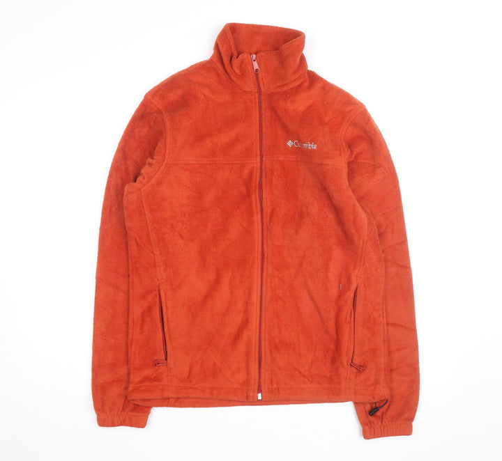 Columbia Men's Orange Fleece Full Zip Jacket Size M Outdoor Hiking