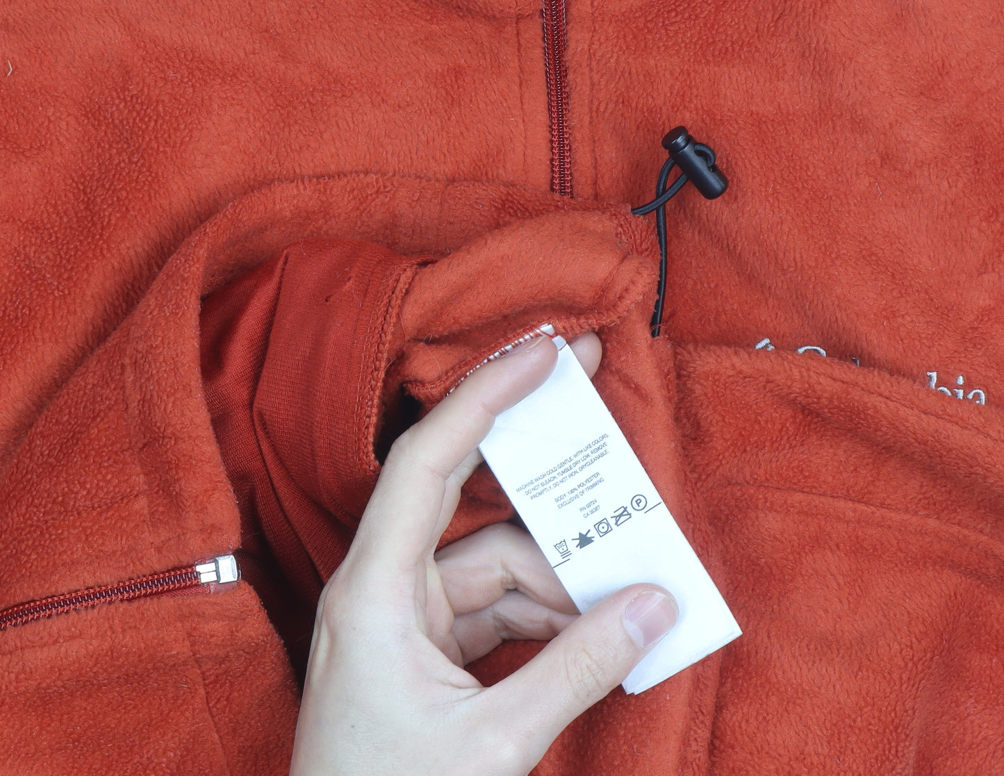 Columbia Men's Orange Fleece Full Zip Jacket Size M Outdoor Hiking