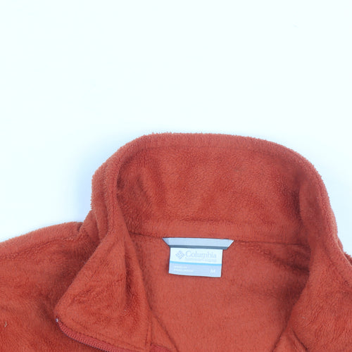 Columbia Men's Orange Fleece Full Zip Jacket Size M Outdoor Hiking