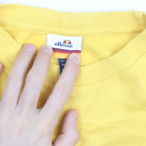 Ellesse Men's Yellow Logo Pullover Sweatshirt M Crew Neck