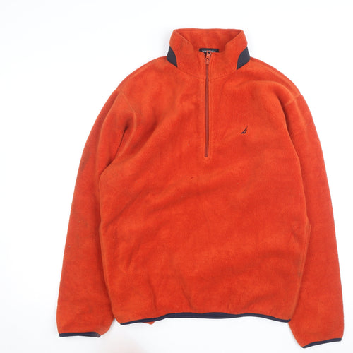 Nautica Men's Orange Fleece 1/2 Zip Pullover Jacket Size M