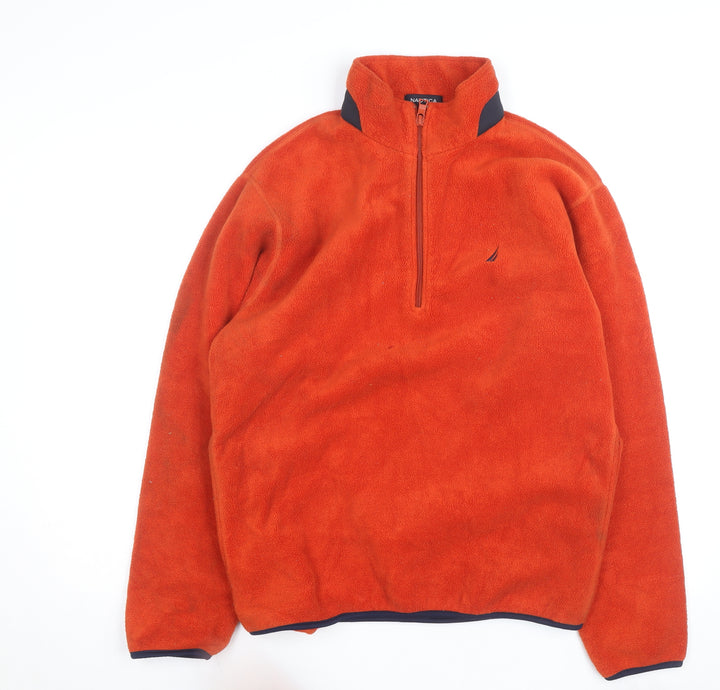 Nautica Men's Orange Fleece 1/2 Zip Pullover Jacket Size M