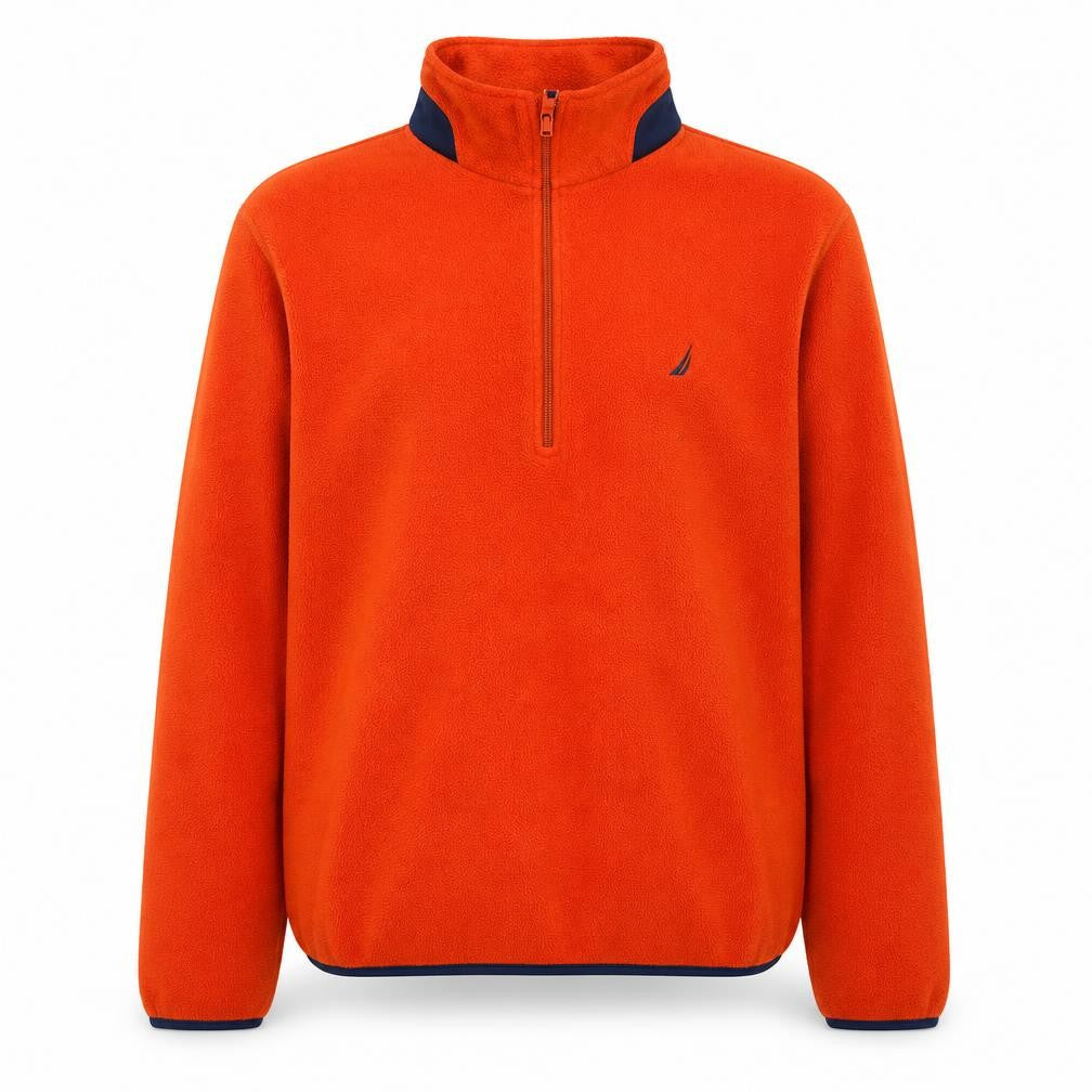 Nautica Men's Orange Fleece 1/2 Zip Pullover Jacket Size M