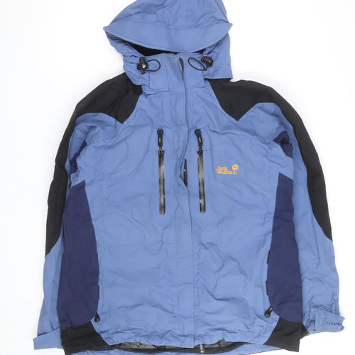Jack Wolfskin Women Blue Waterproof Hooded Parka Jacket Size 14-16