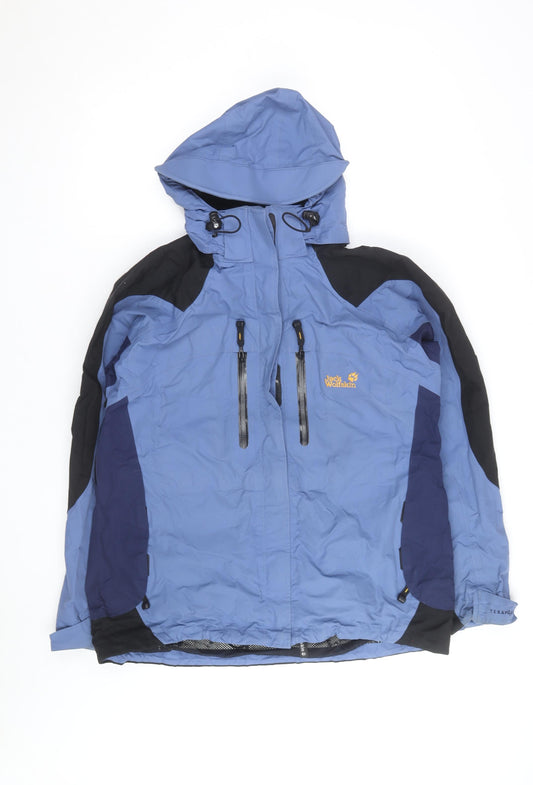 Jack Wolfskin Women Blue Waterproof Hooded Parka Jacket Size 14-16