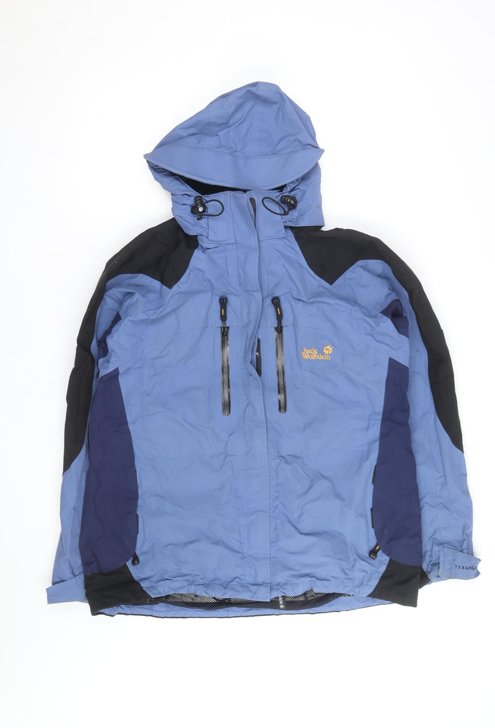 Jack Wolfskin Women Blue Waterproof Hooded Parka Jacket Size 14-16