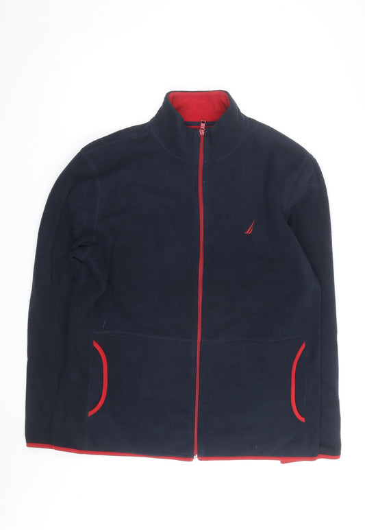 Nautica Men's Blue Red Fleece Full Zip Jacket XL