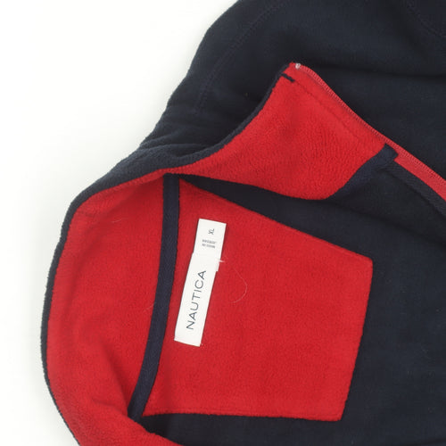 Nautica Men's Blue Red Fleece Full Zip Jacket XL
