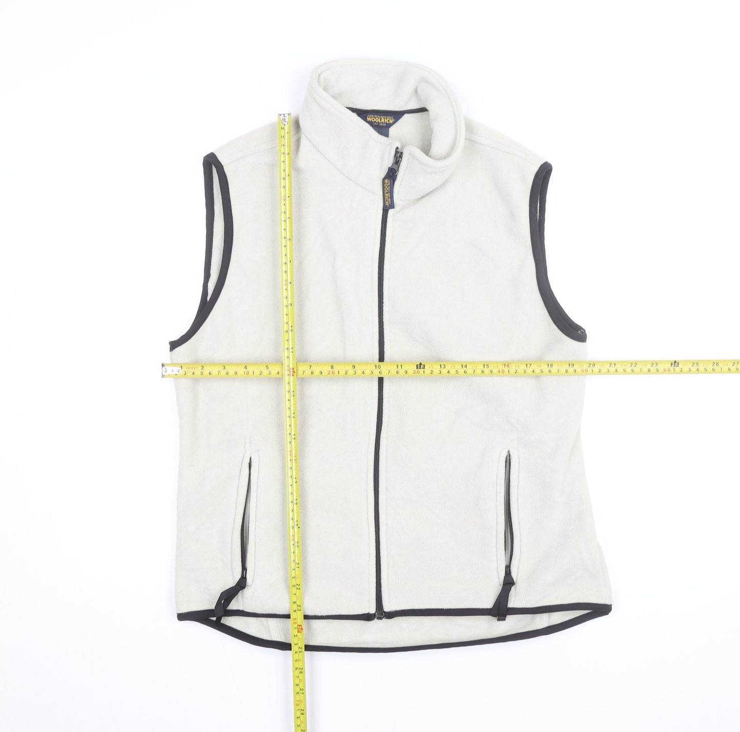 Woolrich Men's Beige Fleece Full Zip Bodywarmer Vest Size M