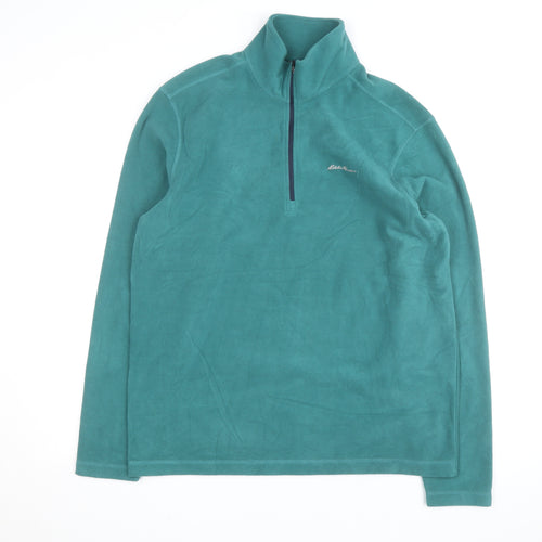 Eddie Bauer Men's Green 1/4 Zip Fleece Pullover Sweatshirt M